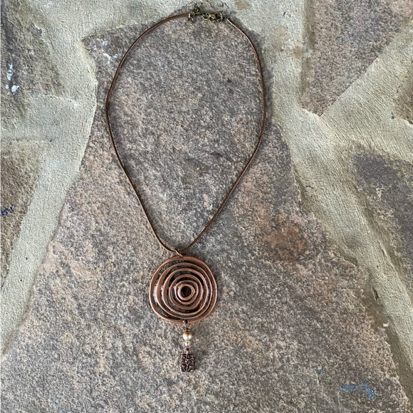 NWT antique copper freshwater Pearl unique artisan crafted necklace statement - Picture 2 of 4